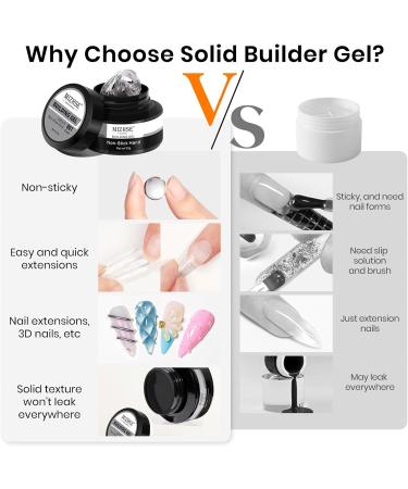 MIZHSE Solid Nail Builder Gel and 3D Nail Gel Kit All in 1 Kits with Chrome Powder and Silicone Nail Art Sculpture Pen Clear Gel Nail Extension 3D Sculpting Gel for Nails Strengthen Gel for Nails Art - Buy Online on SooperMarket.com