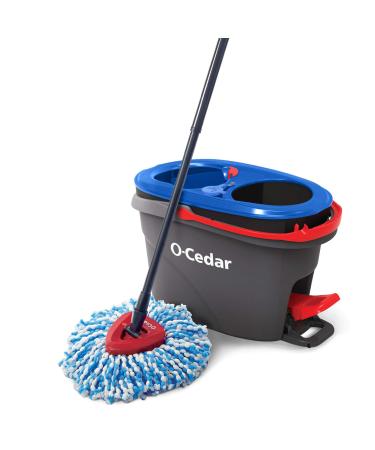 O-Cedar EasyWring RinseClean Microfiber Spin Mop & Bucket Floor Cleaning System, Grey RinseClean Spin Mop & Bucket Cleaning System