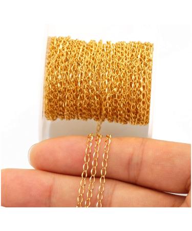 33FT Gold Silver Twisted Cable Chains Stainless Steel Necklace Jewelry Chains Extender Chains Link Bulk for Jewelry Makings Gold Chain Width 2.0mm