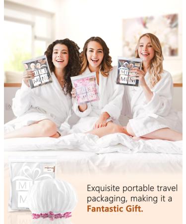 Buy Mikimini White Shower Hood 2-Pack - Waterproof & Reusable Bathing Hair Caps | Soft Cute Light-Resistant | Medium White & Pink Lace - Buy Online on SooperMarket.com