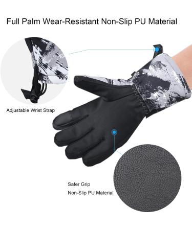 Buy 7-Mi Waterproof Winter Gloves for Boys 8-10 Years | Snow & Snowboarding Gear | Black Leather Cuffs - Buy Online on SooperMarket.com