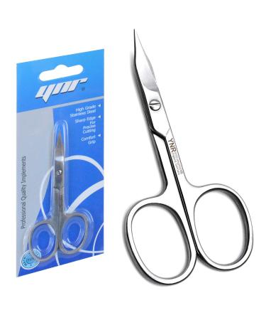 YNR Cuticle Nail Scissors Curved Blade Professional Stainless Steel Beauty Scissors for Manicure Pedicure Eyebrows Nose Hair Trimming Beauty Grooming Thick Toenails Women Men