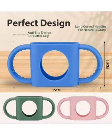 3 Pack DR Brown Bottle Handles - Baby Bottle Holder for 8oz Narrow & Wide-Neck Bottles - Food Grade Silicone, BPA Free, Dishwasher Safe - Baby Grasp Teaching - Blue Pink Green - Buy Online on SooperMarket.com