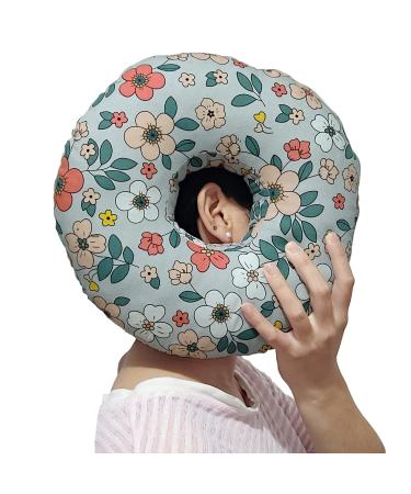 Piercing Pillow for Side Sleepers, Ear Pillows with Ear Hole for Ear Pain, cnh, O-Shaped Side Sleeping Ear Guard Pillow Light Blue