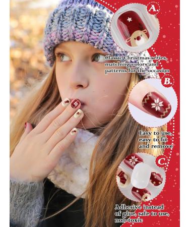 Kalolary 288PC Christmas Press-On Nails for Kids | Fun 3D Santa Snowman Tree Designs | Holiday Nail Art Decoration - Buy Online on SooperMarket.com
