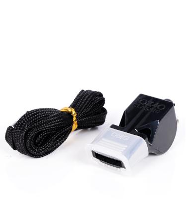 Fox 40 whistle with band and mouthpiece (complete professional equipment) I Color black I Original CMG whistle Classic