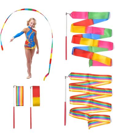 Huianer Dance Ribbons: Gymnastics Ribbon Streamers for Children - Rainbow 2pcs - Buy Online on SooperMarket.com