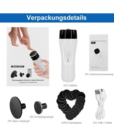 Electric Callus Remover Callus Removal Foot Rechargeable Professional Electric Callus Remover Foot Care Pedicure Rasp Foot File Sander 3 Speeds (White) - Buy Online on SooperMarket.com