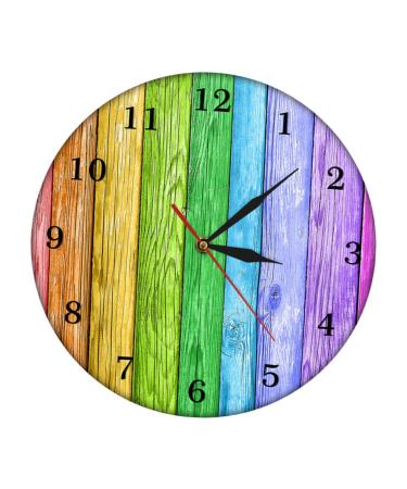Zerodeko Color Wood Grain Wall Clock Yellow Bathroom Decor 3d Clock Shower Clock Retro Clock Mute Hanging Clock Colorful Wall Clock Wooden Clock Household Acrylic Wall Hanging