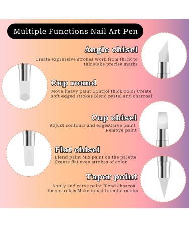 5 Pieces Nail Art Sculpture Pen Set - Dual Pointed Silicone Brushes for Gel Nail Design Foil Drawing & Shapes - Buy Online on SooperMarket.com
