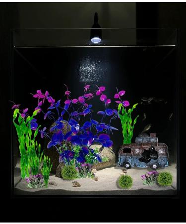 Begondis Underwater Car Aquarium Ornament Set with 8 Plastic Plants | Polyresin Marine Decor for Fish Tanks - Buy Online on SooperMarket.com
