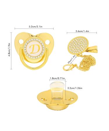 Alphabet Pacifier for Babies | Golden Baby Pacifier with Clips & Curved Design | 26 Letters | Ideal for 6-12 Months - Letter D - Buy Online on SooperMarket.com