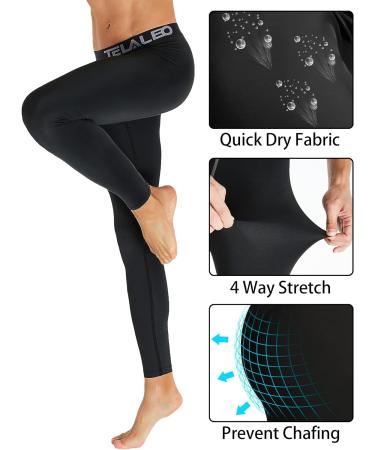 TELALEO Men's Compression Pants 4 Pack - Large Size | Sports Tights for Workout, Running, and Performance | Athletic Baselayer Leggings in Black - Buy Online on SooperMarket.com