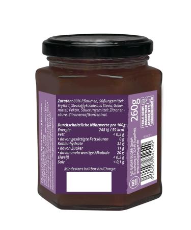 No Sugar Plum Fruit Spread | 80% Fruit Content Erythritol & Stevia | Additive-Free Brot Spread (260g | 3x260g) - International Shipping - Buy Online on SooperMarket.com