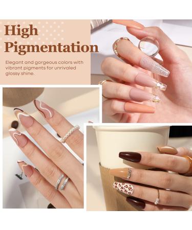 Modelones 6 Colors Dip Powder Nail Kit Starter 12Pcs Fall Winter Nude Brown Neutral Skin Tone - Acrylic Dipping Powder System with Base & Top Coat, Activator - French Nail Art, DIY Manicure Kit - Buy Online on SooperMarket.com