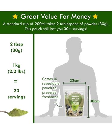 Moriyama Teahouse Matcha Bubble Milk Tea Instant Powder Mix 1kg | 33 Drinks | Authentic Taiwan Recipe | Zero Trans Fat | No Preservatives - Buy Online on SooperMarket.com