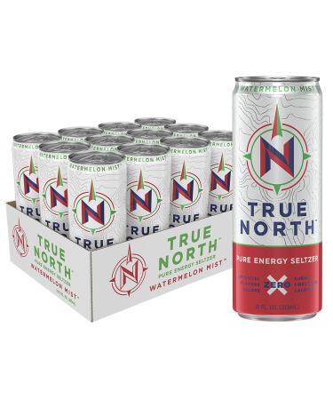 True North Pure Energy Seltzer, Watermelon Mist, 12 Fl Oz, Pack of 12