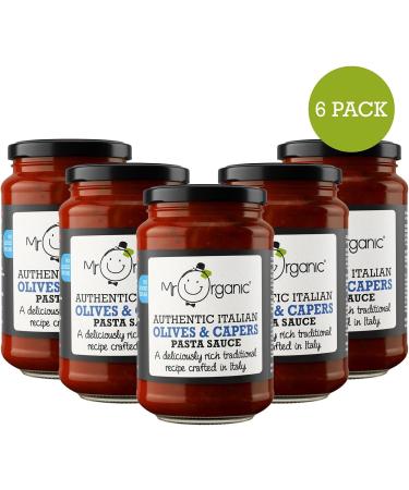 Mr Organic - No Added Sugar Olives & Capers Pasta Sauce 350g (Pack of 6) - Non-GMO - No Artificial Preservatives or Colours - Rich & Delicious Flavour - Buy Online on SooperMarket.com