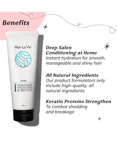 Hair La Vie Hair Mask & Deep Conditioner with Coconut Oil, Argan Oil & Keratin - Ideal for Curly, Straight, Dry, or Heat Damaged Hair - Buy Online on SooperMarket.com