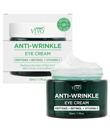 Vivo Per Lei Vitamin C Eye Cream - Retinol Eye Cream for Wrinkles - Moisturizing Eye Cream for Puffiness and Bags Under Eyes - Anti Aging Eye Cream with Peptides - 1.7 Fl. Oz.