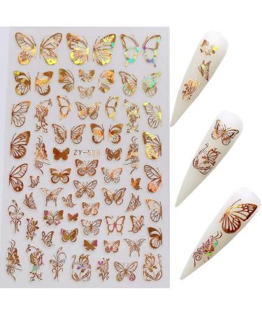 NAIL ANGEL 8-Sheet Laser Gold & Silver Butterfly Nail Art Sticker Set - Nail Art Decoration 10238 - Buy Online on SooperMarket.com