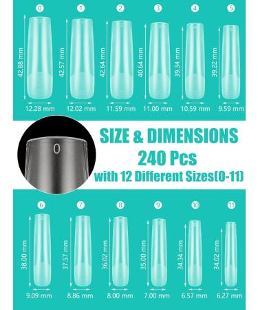 Deciniee Full Cover Gel Nail Tips 240Pcs - Square Nail Tips for Acrylic & Gel Extensions | Professional 12 Sizes for Salon & Home Nail Designs - Buy Online on SooperMarket.com