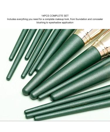 Complete 14-Piece Cosmetic Brush Kit for Sensitive Skin | Includes PU Bag | Green Eyeshadow & Foundation Tools | Worldwide Shipping - Buy Online on SooperMarket.com