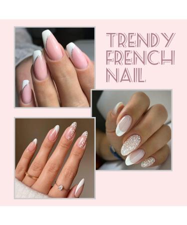 20Sheets-960Pcs French Manicure Nail Sticker French Nail Self-Adhesive Stickers DIY Nail Art Tool Accessories French Manicure Stencil in Half-Moon Shaped - Buy Online on SooperMarket.com