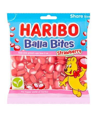 Strawberry Flavour Balla Bites Soft Gummy Sweets Candy Suitable for Vegetarians - 2x Share Bags 140g