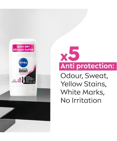 NIVEA Black & White Invisible 48H Protection Water Lily Anti-Perspirant Stick 51g - Buy Online on SooperMarket.com