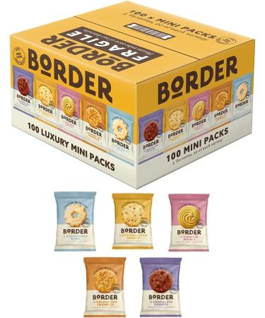 Border Biscuits Luxury Ultimate Assorted Mini Pack 100 Biscuits Wrapped 5 Varieties (1 Box)