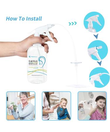 TopQuaFocus 500ml Earwax Remover Ear Cleaner Irrigation Tool Ear wax Removal Flushing System Earwax Cleaning Spray Bottles Ear Flush System for Adults & Kids (16.9oz) - Buy Online on SooperMarket.com