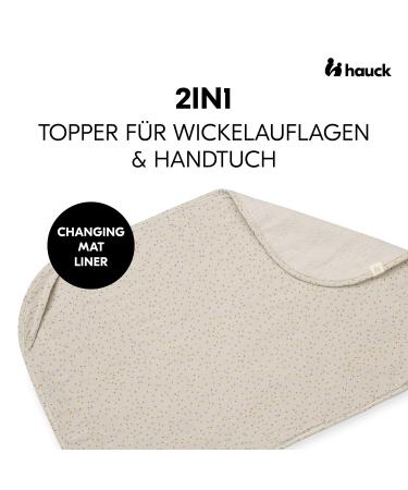 Hauck Topper & Towel for Changing Mat - Breathable Muslin & Terry Cloth Washable 60 C Unisex Design for Hauck Change N Clean (Beige Dots) - Ideal for Babies - Buy Online on SooperMarket.com