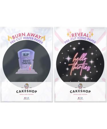 Cakeshop Burn Away Cake Edible Topper Pack | 1 x Icing sheet & 1 x Wafer Sheet | Goodbye Hello Pink All Ages & Occasions | Personalise With Your Custom Ages | Multiple Shapes & Sizes to Choose Prime - Buy Online on SooperMarket.com