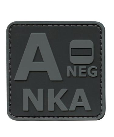 Blackout Subdued ANEG A- NKA Blood Type No Known Allergies Tactical Morale PVC Rubber Fastener Patch