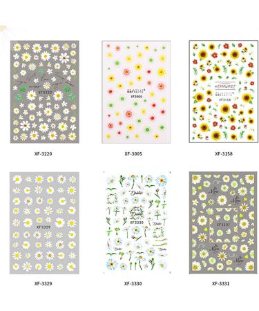 Nail Art Stickers Water Transfer DIY Nail Decals Sunflower and Small Daisy Colorful Transfer Watermark Nail Stickers for Nails Design Manicure Tips Decor - Buy Online on SooperMarket.com