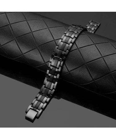 MagEnergy Pure Titanium Bracelet for Men - 4 Elements, 591pcs Minerals - Magnetic Bracelet for Anniversary, Christmas, Valentine's Day - Black - Buy Online on SooperMarket.com