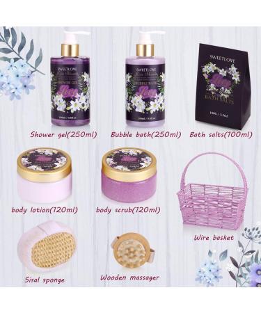 Luxury Lily & Lilac Spa Gift Basket for Women - 8 Piece Bath and Body Set for Mother's Day, Birthday, Christmas - Buy Online on SooperMarket.com