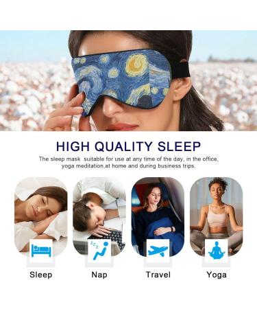 Haskirky Light Blocking Eye Mask - Adjustable for Men and Women - Ideal for Travel, Yoga, Meditation, Office - Deep Sleep and Comfort - Van Gogh Wave Design - Buy Online on SooperMarket.com