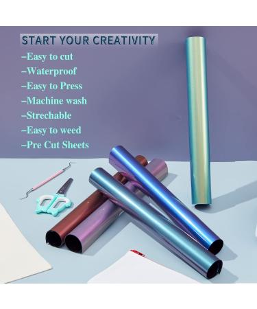 Chameleon Heat Transfer Vinyl Bundle - 9 Pack 12x10 Iron-On Vinyl for T-Shirt DIY - Assorted Gradient Color Sheets - Blue - Buy Online on SooperMarket.com
