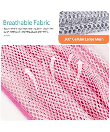 HINATAA Breathable Baby Sling | Adjustable Wrap Carrier with 3D Mesh Fabric | Summer Ready (Pink) - Buy Online on SooperMarket.com
