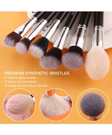 BEILI 20pcs Makeup Brush Set - Natural Goat Hair & Premium Synthetic Kabuki Brushes for Foundation, Powder, Contour, Eyeshadows, Eyebrows, and Eyeliner - Black - Buy Online on SooperMarket.com