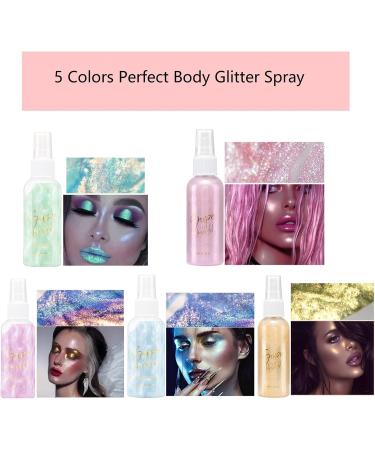 Buy Bright Green Body Glitter Spray | Moisturizing Liquid Highlighter for Face Hair & Body | Quick-Drying & Non-Sticky Makeup - Buy Online on SooperMarket.com