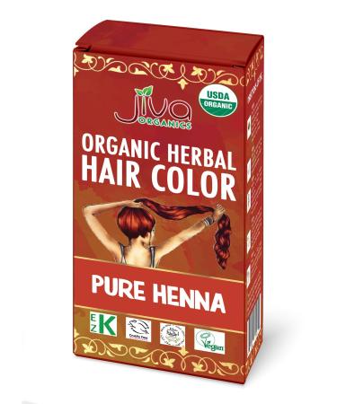 Jiva Organic Henna Powder For Hair - 100% Pure Certified Organic Natural Hair Colorant - NO Chemicals Kosher Vegan Cruelty Free