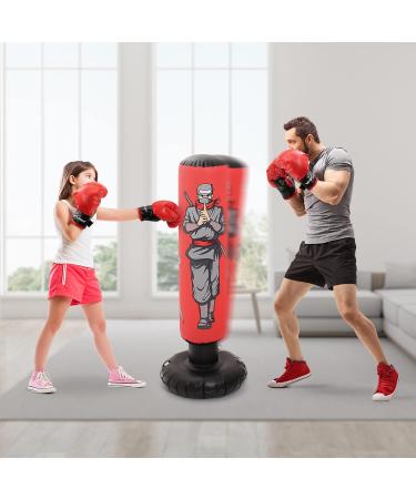 Inflatable Kids Punching Bag with Boxing Gloves | 47 High Free Standing Bounce Back Bag for MMA, Karate, Taekwondo | Gifts for Kids - Boys and Girls - Buy Online on SooperMarket.com