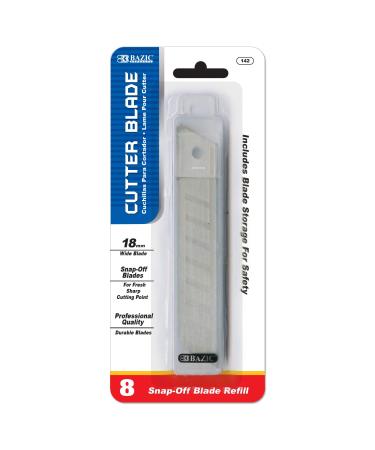 BAZIC 18mm Replacement Blade Wider Utility Knife Cutter Blade Tube Storage Box (8/Pack) 1-Pack 8-count 1-Pack