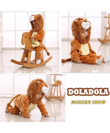 Doladola Baby Lion Hooded Onesie Pajamas - 18-24 Months | Cute Cartoon Animal Romper for Boys and Girls - Buy Online on SooperMarket.com