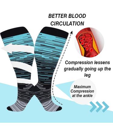 3PCS Plus Size Compression Socks | 20-30 mmHg | Varicose Veins & Swelling Relief | Extra Wide Calf | 4XL | 3pcs Color Options - Buy Online on SooperMarket.com
