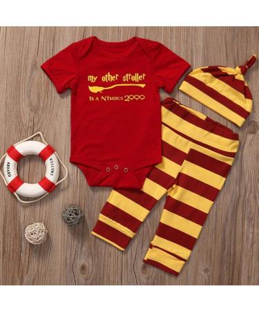 Snuggle This Muggle Bodysuit Set with Striped Pants & Hat - 12-18 Months - Red - Buy Online on SooperMarket.com