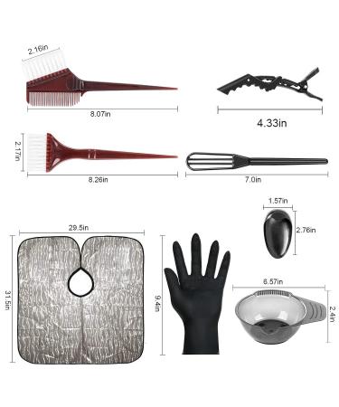 13 Pieces Hair Coloring Kit for DIY Hair Color - Dye Brush, Bowl, Shawl, Stirring Stick, Clip, Gloves, Earmuffs - Buy Online on SooperMarket.com